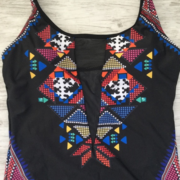 Black Aztec Print Swimsuit - Picture 5 of 8